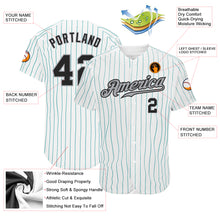 Load image into Gallery viewer, Custom White Teal Pinstripe Black-Gray Authentic Baseball Jersey
