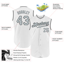 Laden Sie das Bild in den Galerie-Viewer, Custom White Silver-Black Authentic Sleeveless Baseball Jersey
