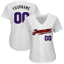 Laden Sie das Bild in den Galerie-Viewer, Custom White Purple-Red Authentic Baseball Jersey
