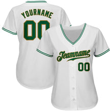 Laden Sie das Bild in den Galerie-Viewer, Custom White Kelly Green-Old Gold Authentic Baseball Jersey
