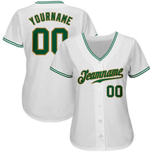 Load image into Gallery viewer, Custom White Kelly Green-Old Gold Authentic Baseball Jersey
