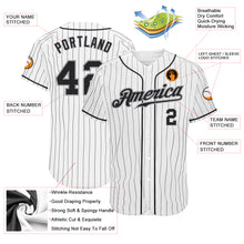 Charger l&#39;image dans la galerie, Custom White Black Pinstripe Black-Gray Authentic Baseball Jersey
