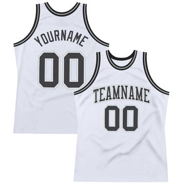 Custom White Steel Gray-Silver Authentic Throwback Basketball Jersey