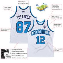 Laden Sie das Bild in den Galerie-Viewer, Custom White Blue-Navy Authentic Throwback Basketball Jersey
