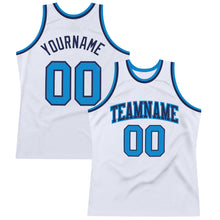 Laden Sie das Bild in den Galerie-Viewer, Custom White Blue-Navy Authentic Throwback Basketball Jersey
