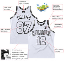Load image into Gallery viewer, Custom White White-Black Authentic Throwback Basketball Jersey
