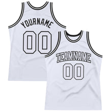 Load image into Gallery viewer, Custom White White-Black Authentic Throwback Basketball Jersey
