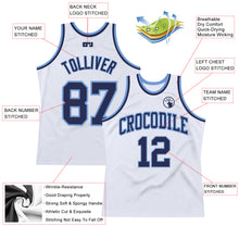 Загрузить изображение в средство просмотра галереи, Custom White Navy-Light Blue Authentic Throwback Basketball Jersey
