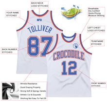 Загрузить изображение в средство просмотра галереи, Custom White Blue-Orange Authentic Throwback Basketball Jersey
