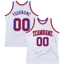 Laden Sie das Bild in den Galerie-Viewer, Custom White Purple-Orange Authentic Throwback Basketball Jersey
