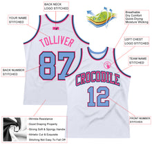 Laden Sie das Bild in den Galerie-Viewer, Custom White Light Blue-Pink Authentic Throwback Basketball Jersey
