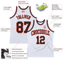 Laden Sie das Bild in den Galerie-Viewer, Custom White Black-Orange Authentic Throwback Basketball Jersey
