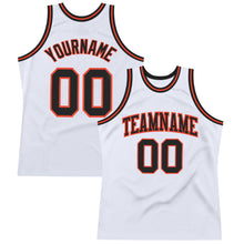 Laden Sie das Bild in den Galerie-Viewer, Custom White Black-Orange Authentic Throwback Basketball Jersey
