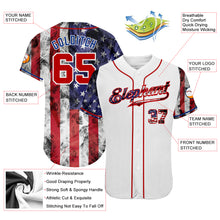 Load image into Gallery viewer, Custom White Red-Royal 3D American Flag Authentic Baseball Jersey
