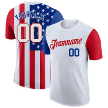 Laden Sie das Bild in den Galerie-Viewer, Custom White White-Red 3D American Flag Performance T-Shirt
