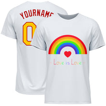 Load image into Gallery viewer, Custom White Gold-Red Rainbow For Pride Month Love Is Love LGBT Performance T-Shirt
