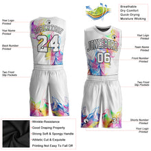 Load image into Gallery viewer, Custom White White-Black Round Neck Sublimation Basketball Suit Jersey
