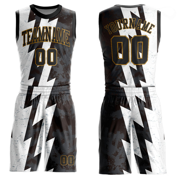 Custom Yellow Black Round Neck Sublimation Basketball Suit Jersey