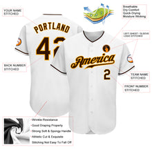 Load image into Gallery viewer, Custom White Brown-Gold Authentic Baseball Jersey
