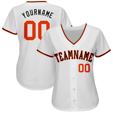 Custom White Orange-Black Authentic Baseball Jersey