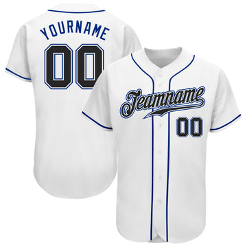 Custom White Black-Royal Authentic Baseball Jersey