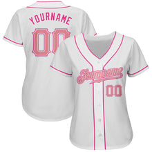 Laden Sie das Bild in den Galerie-Viewer, Custom White Medium Pink-Pink Authentic Baseball Jersey
