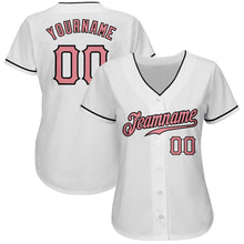 Laden Sie das Bild in den Galerie-Viewer, Custom White Medium Pink-Black Authentic Baseball Jersey
