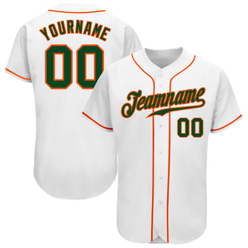 Custom White Green-Orange Authentic Baseball Jersey