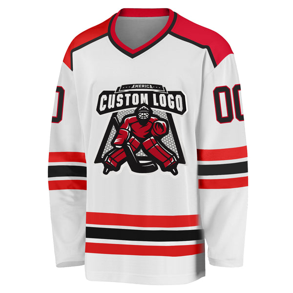 Cheap Custom Black Gold-Red Hockey Lace Neck Jersey Free Shipping –  CustomJerseysPro