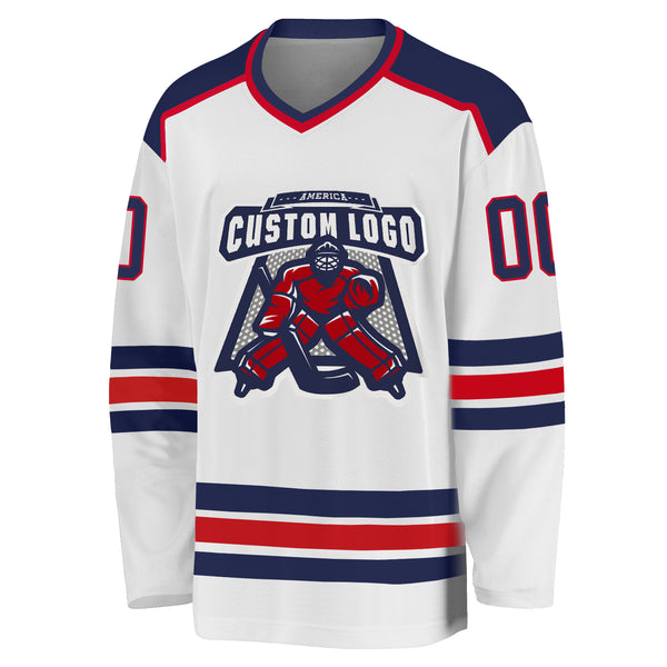 Cheap Custom Navy White-Red Hockey Jersey Free Shipping – CustomJerseysPro