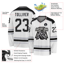 Laden Sie das Bild in den Galerie-Viewer, Custom White Black-Gray Hockey Jersey
