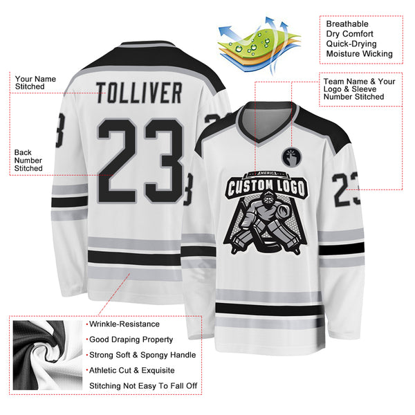 Cheap Custom White Silver-Black Hockey Jersey Free Shipping –  CustomJerseysPro