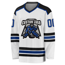 Load image into Gallery viewer, Custom White Royal-Black Hockey Jersey
