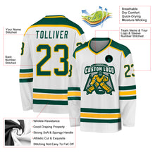 Laden Sie das Bild in den Galerie-Viewer, Custom White Green-Gold Hockey Jersey
