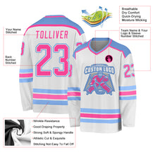 Laden Sie das Bild in den Galerie-Viewer, Custom White Pink-Light Blue Hockey Jersey
