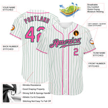 Load image into Gallery viewer, Custom White Kelly Green Pinstripe Pink-Kelly Green Authentic Baseball Jersey
