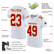 Загрузить изображение в средство просмотра галереи, Custom White Red-Gold Mesh Authentic Football Jersey
