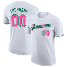 Load image into Gallery viewer, Custom White Pink-Kelly Green Performance T-Shirt
