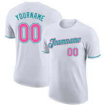 Загрузить изображение в средство просмотра галереи, Custom White Pink-Teal Performance T-Shirt
