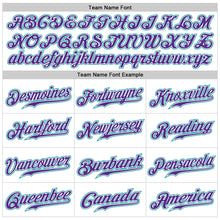 Load image into Gallery viewer, Custom White Purple Pinstripe Purple-Teal Authentic Baseball Jersey
