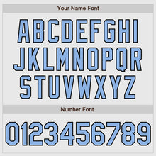 Load image into Gallery viewer, Custom White Black Pinstripe Light Blue-Black Authentic Baseball Jersey
