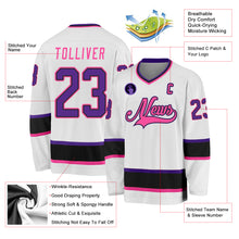 Загрузить изображение в средство просмотра галереи, Custom White Purple Black-Pink Hockey Jersey
