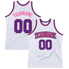 Загрузить изображение в средство просмотра галереи, Custom White Purple Black-Pink Authentic Throwback Basketball Jersey
