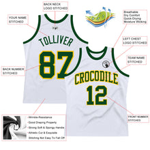 Laden Sie das Bild in den Galerie-Viewer, Custom White Green-Gold Authentic Throwback Basketball Jersey
