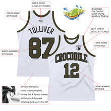 Загрузить изображение в средство просмотра галереи, Custom White Olive-Black Authentic Throwback Basketball Jersey
