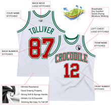 Load image into Gallery viewer, Custom White Red-Kelly Green Authentic Throwback Basketball Jersey
