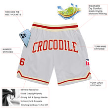 Load image into Gallery viewer, Custom White Red-Cream Authentic Throwback Basketball Shorts
