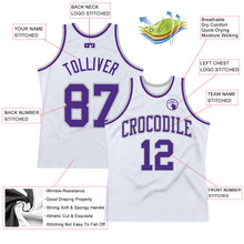 Laden Sie das Bild in den Galerie-Viewer, Custom White Purple-Gray Authentic Throwback Basketball Jersey
