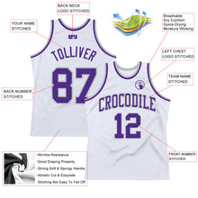 Загрузить изображение в средство просмотра галереи, Custom White Purple-Gray Authentic Throwback Basketball Jersey

