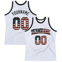 Load image into Gallery viewer, Custom White Vintage USA Flag-Black Authentic Throwback Basketball Jersey
